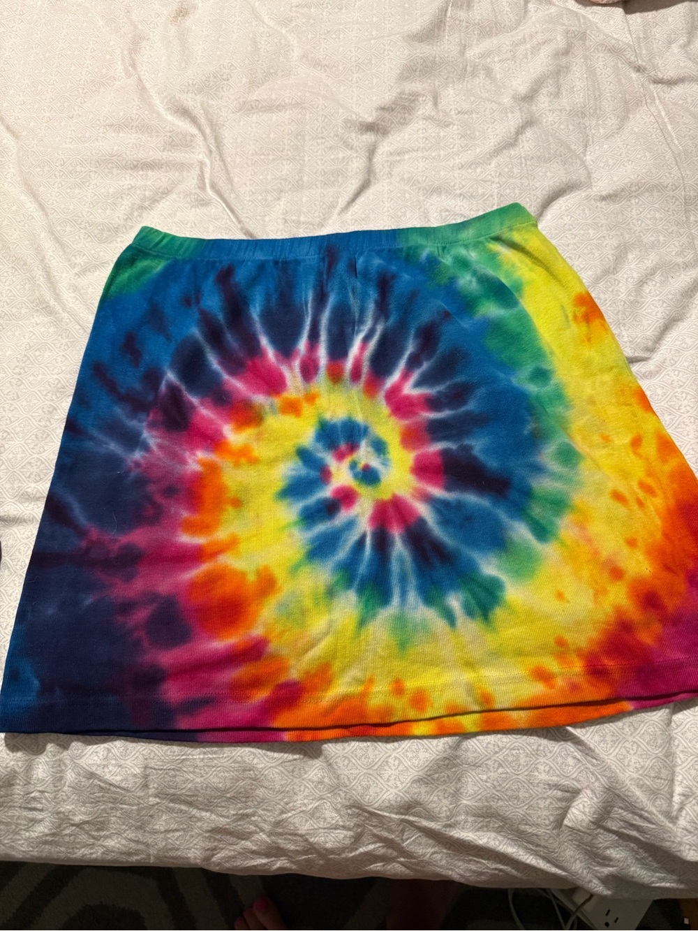Not Fade Away Tie Dye Festival Mini Skirt Grateful Dead Woodstock Hippie Vintage
